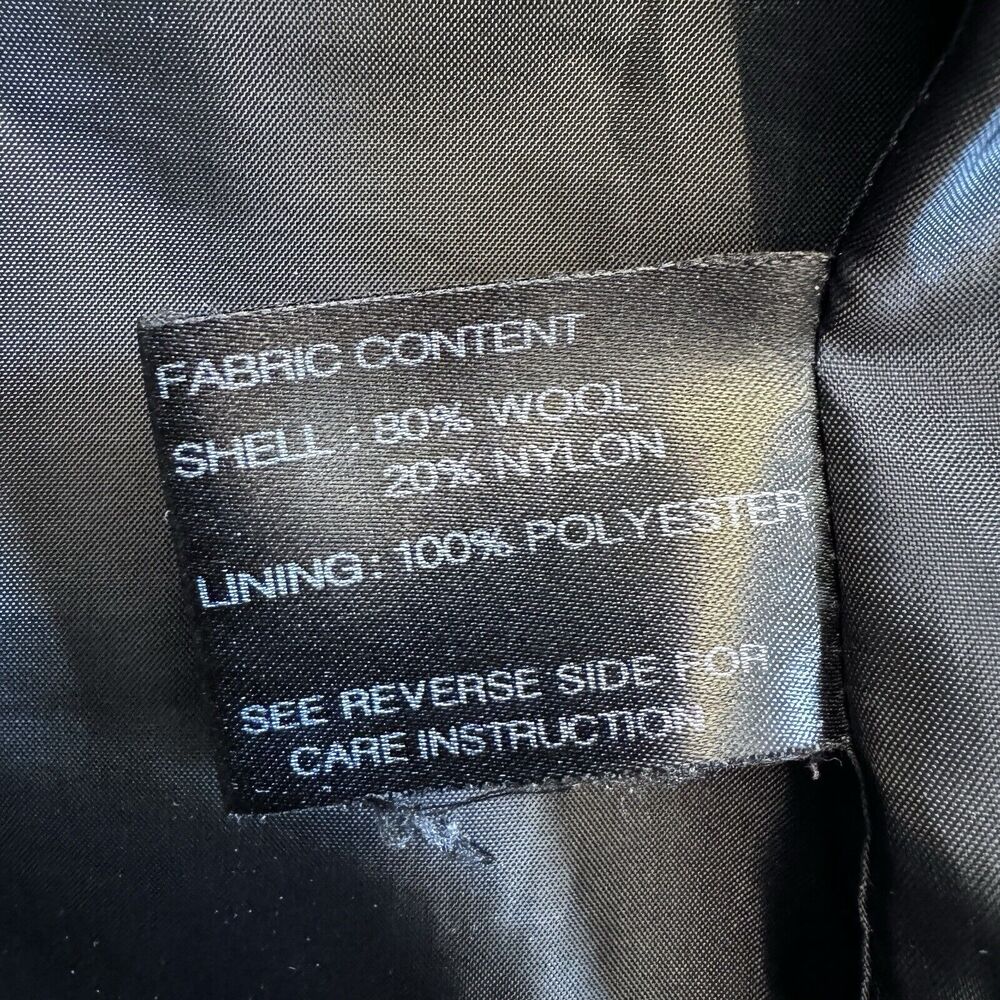 Gallery Wm’s XL Black Winter Coat 80% Wool Single Breast Detachable Hood - Picture 13 of 13